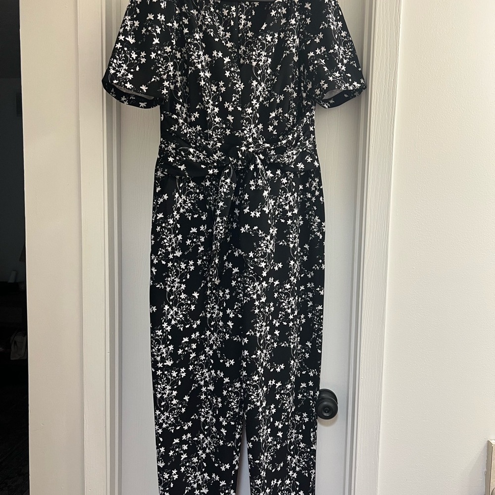 Calvin Klein Black and White Floral Jumpsuit